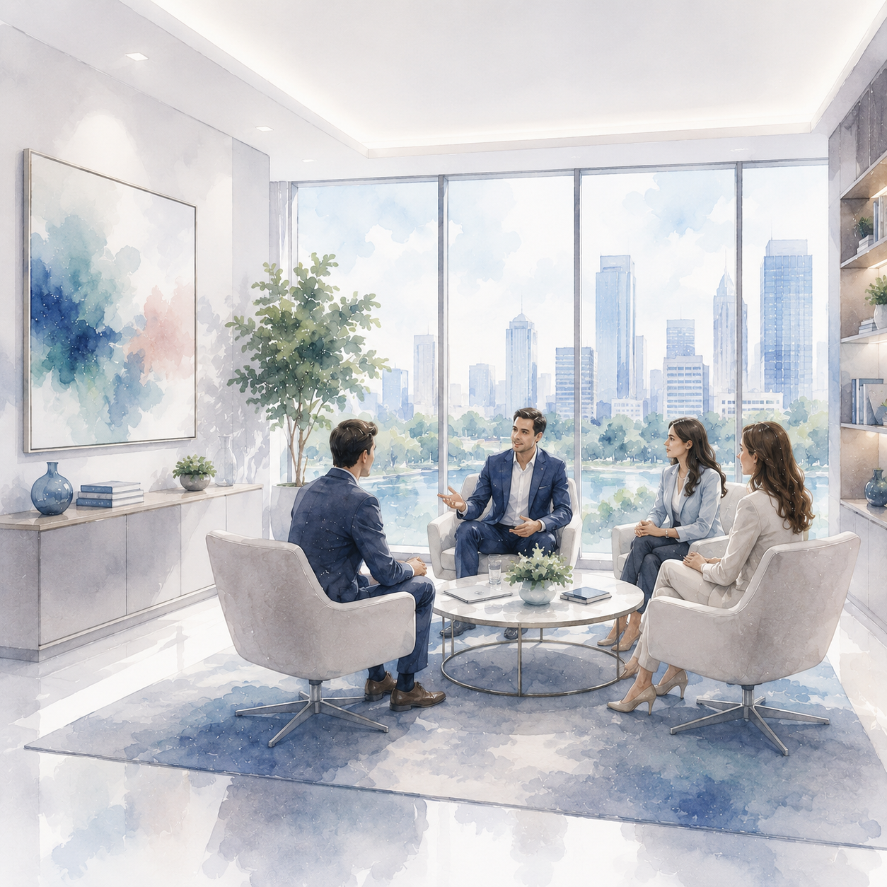 A team collaborating at a family office